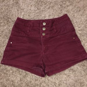 Maroon, three bottom shorts